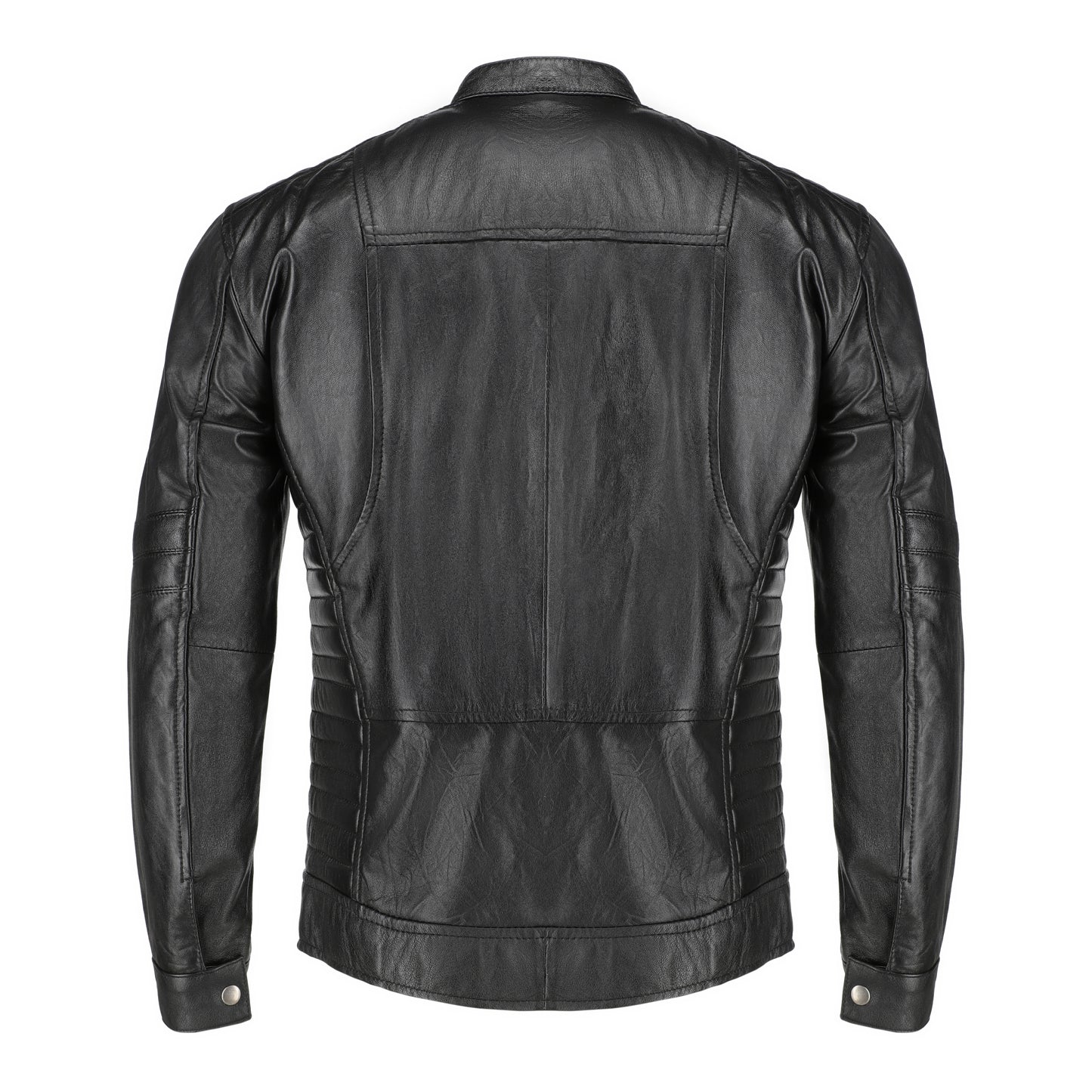 Mens Black Lambskin Biker Style Leather Jacket