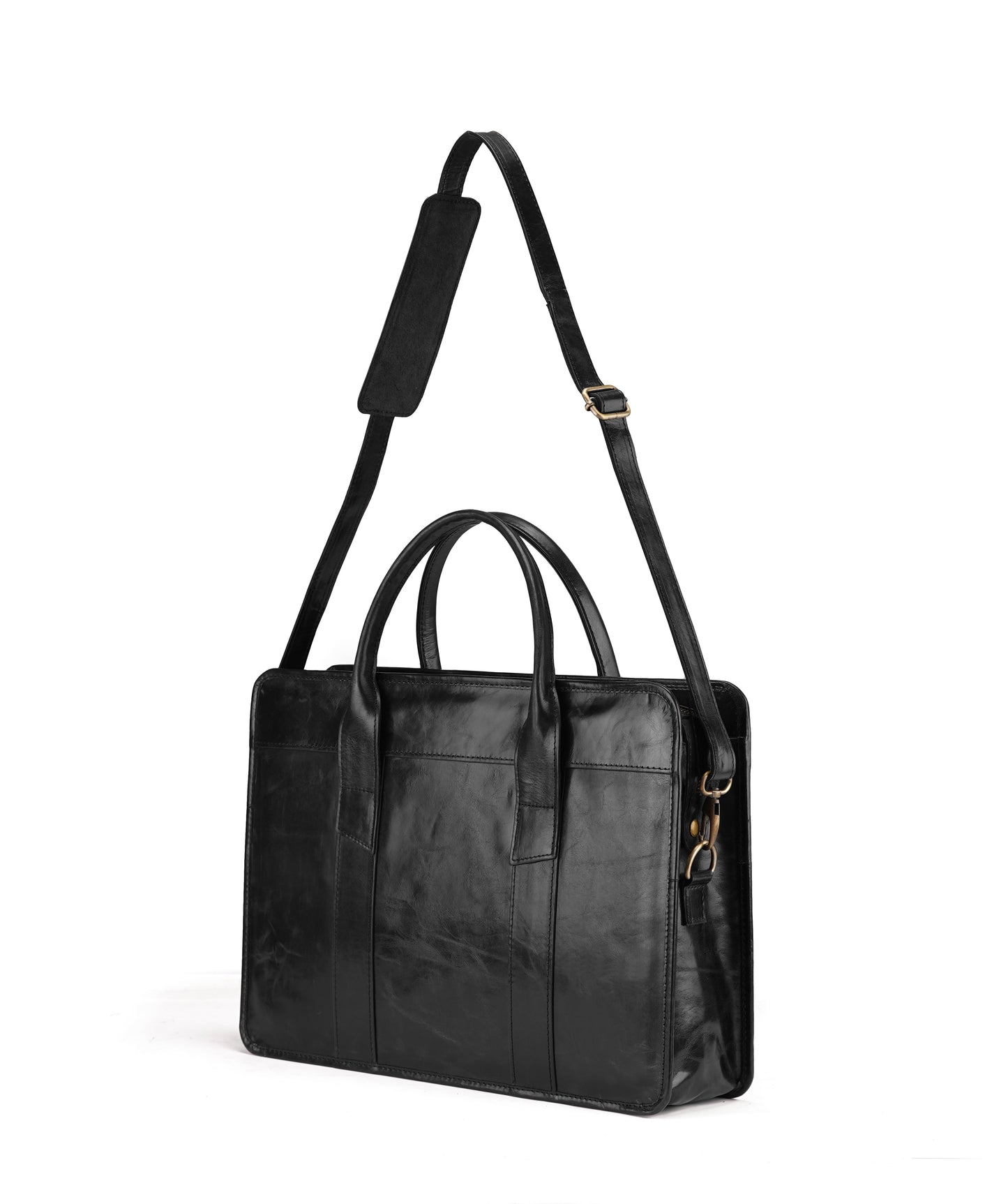 Velora Black Leather Laptop Bag
