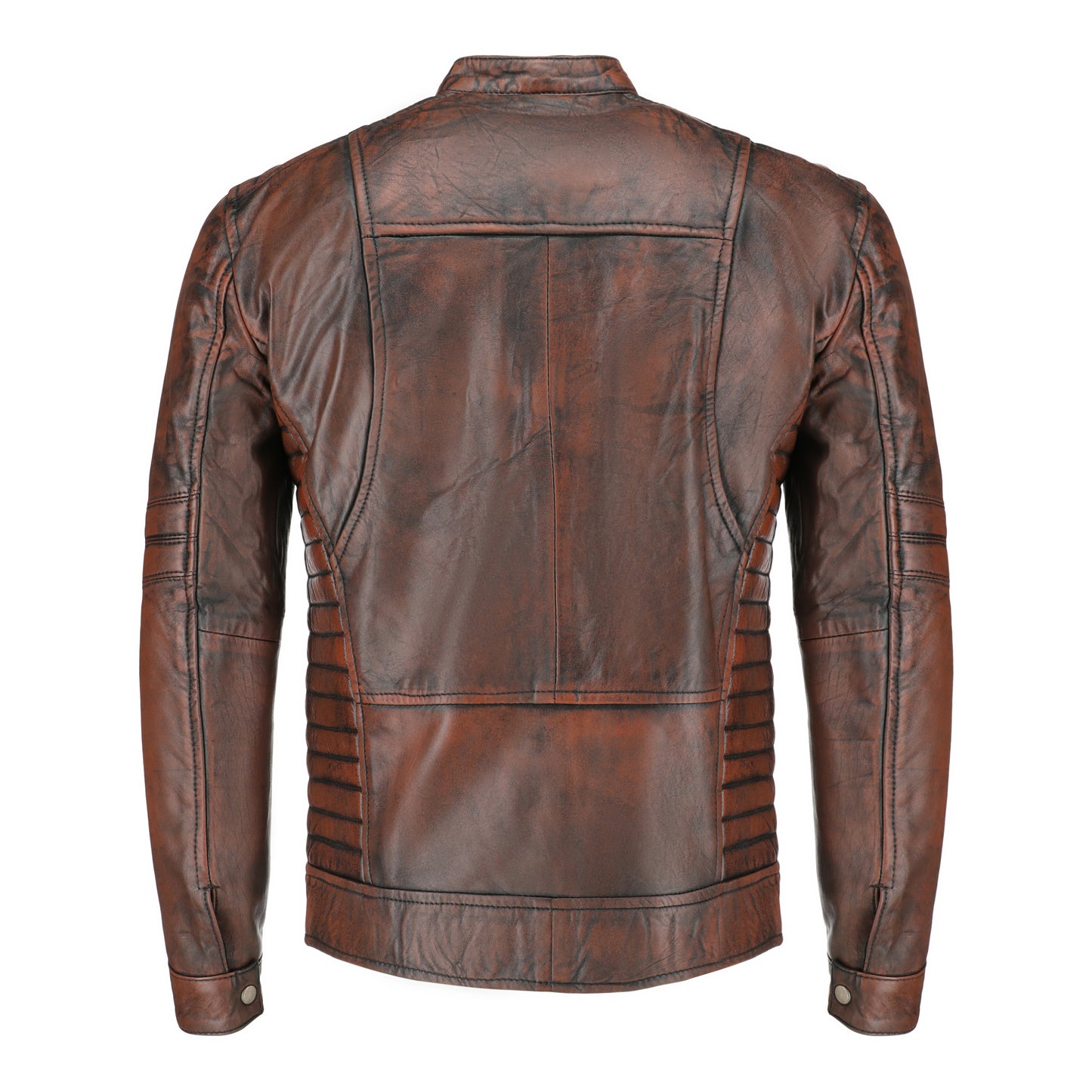 Mens Brown Lambskin Biker Style Leather Jacket