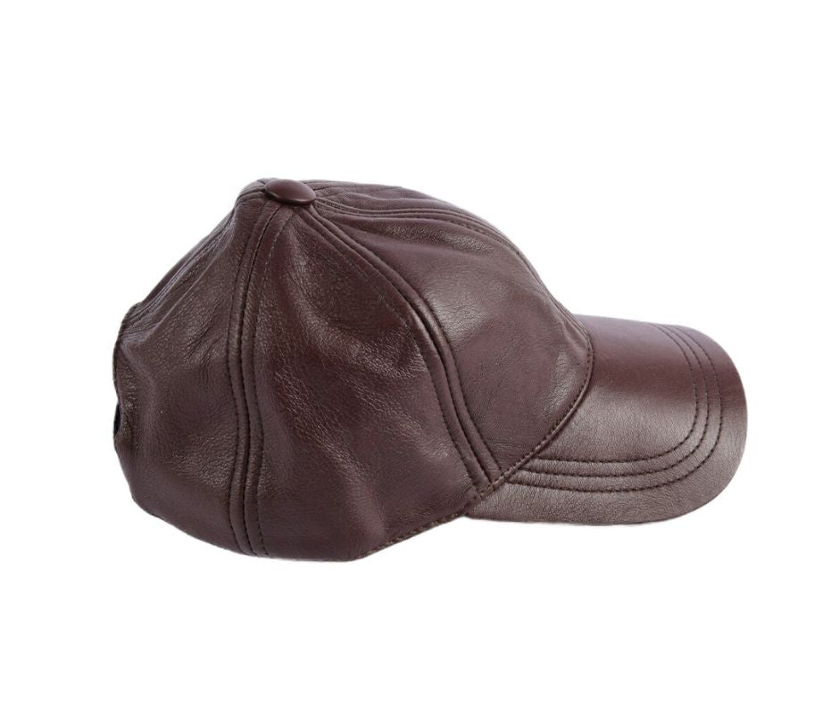 Brown Pure Leather Cap