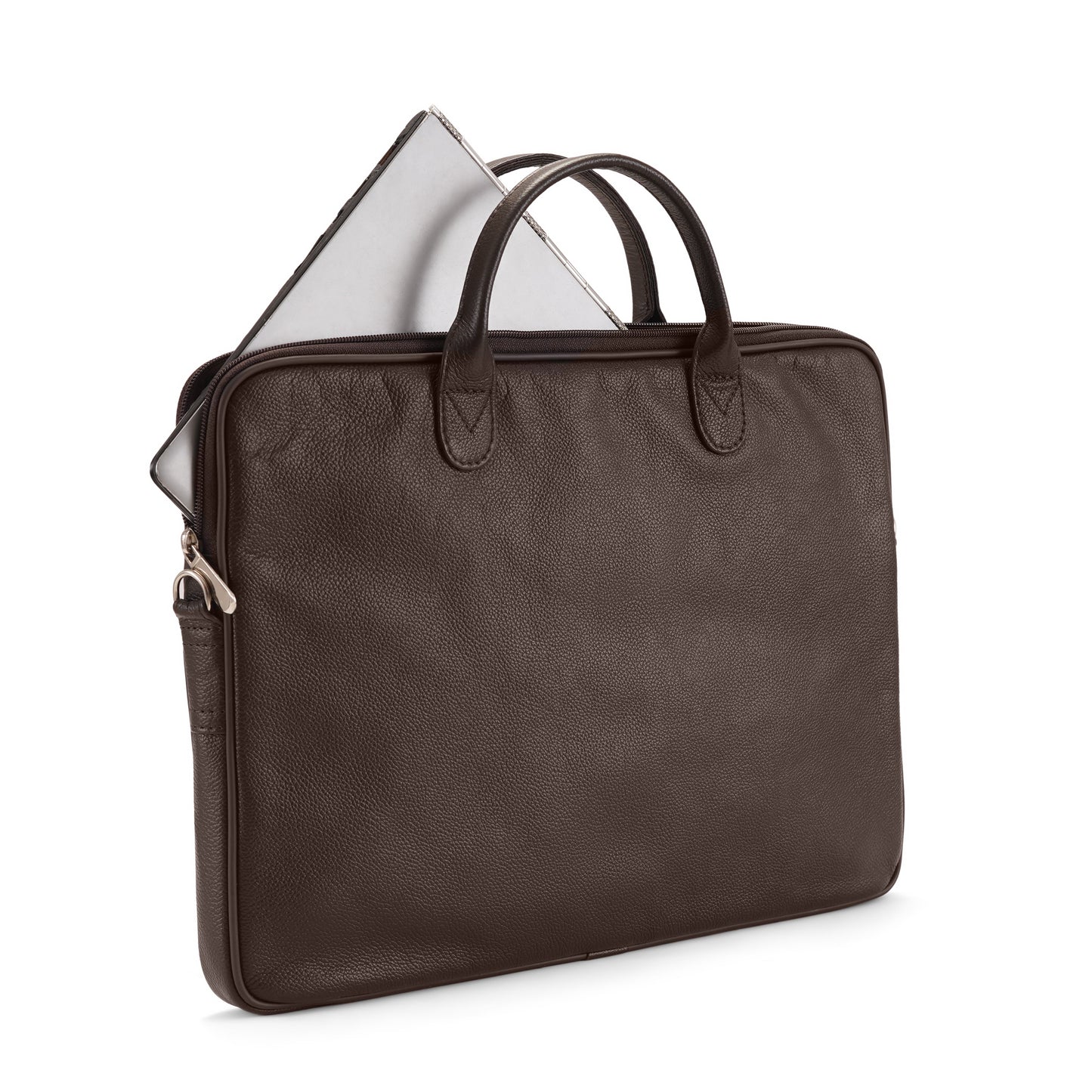 Brown Tech Form Sleek Leather Laptop Bag