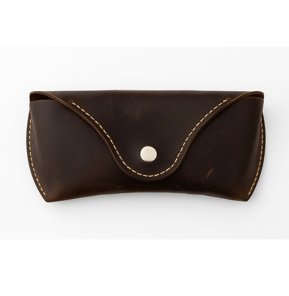 Dark Brown Leather Glasses Case