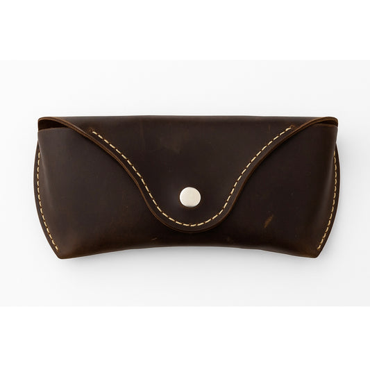 Dark Brown Leather Glasses Case