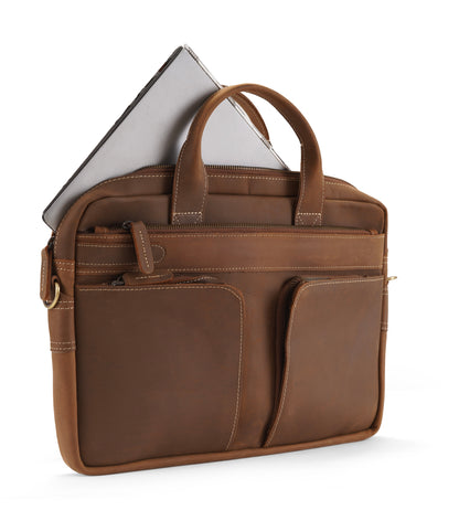 Cyber Noir Leather  Laptop Bag