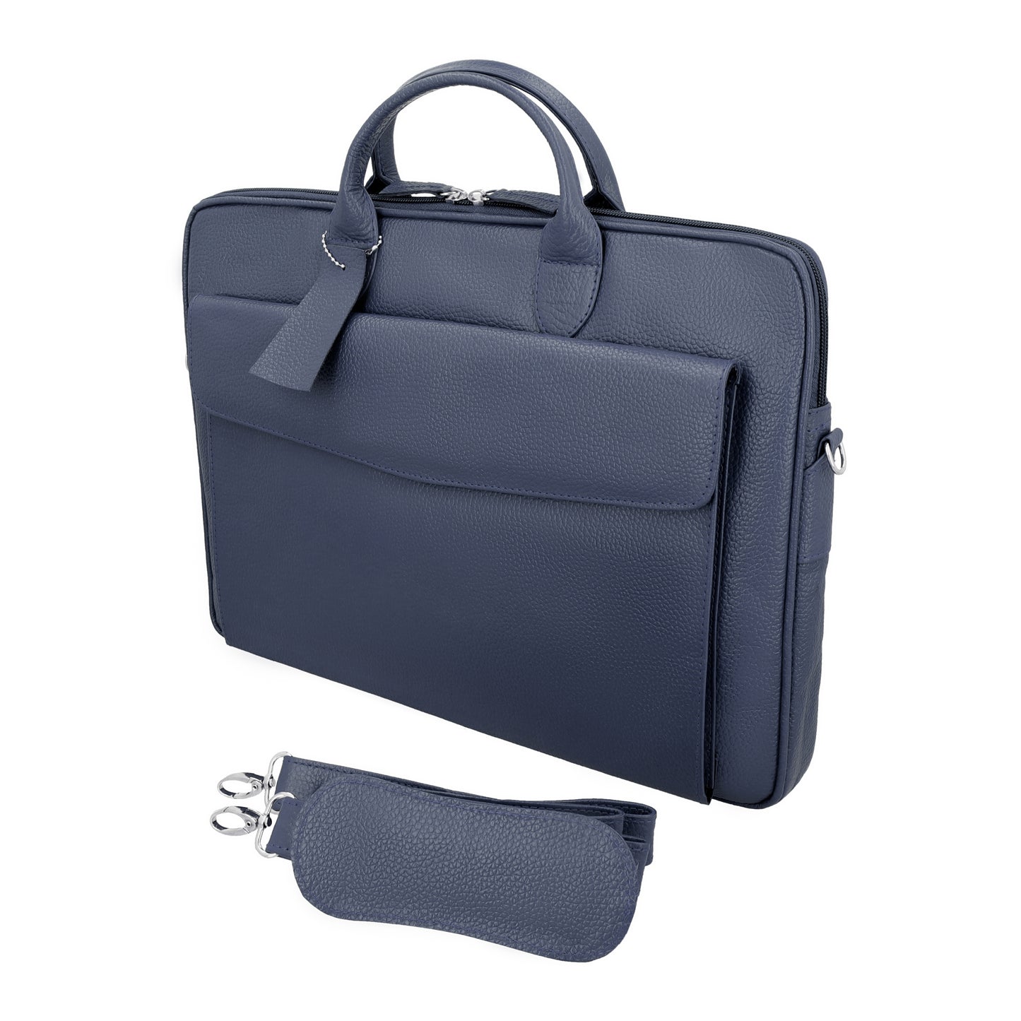 Blue Sleek Carrier Laptop Leather Bag