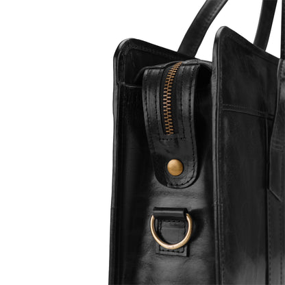 Velora Black Leather Laptop Bag