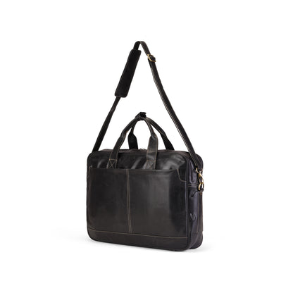 Black Bolt Leather Laptop Bag