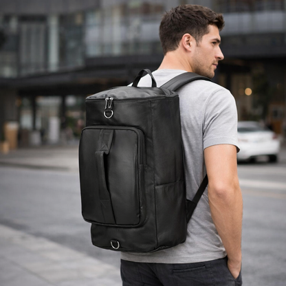 Black Fluxon Leather  Bag Pack & Travel Bag