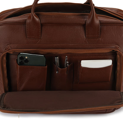 Tan Ambassador Series Laptop Leather Bag