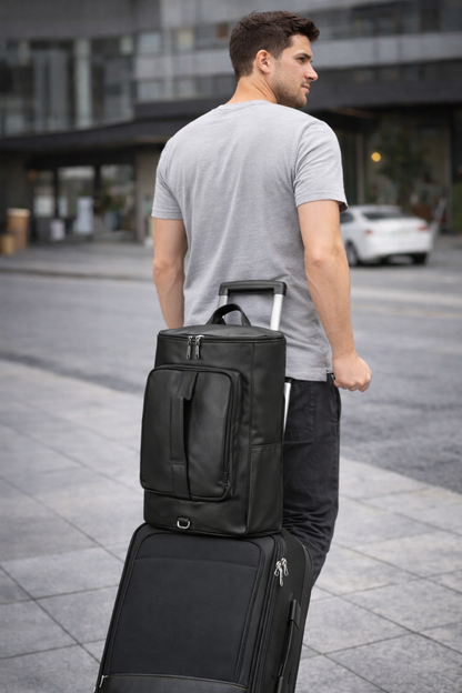 Black Fluxon Leather  Bag Pack & Travel Bag