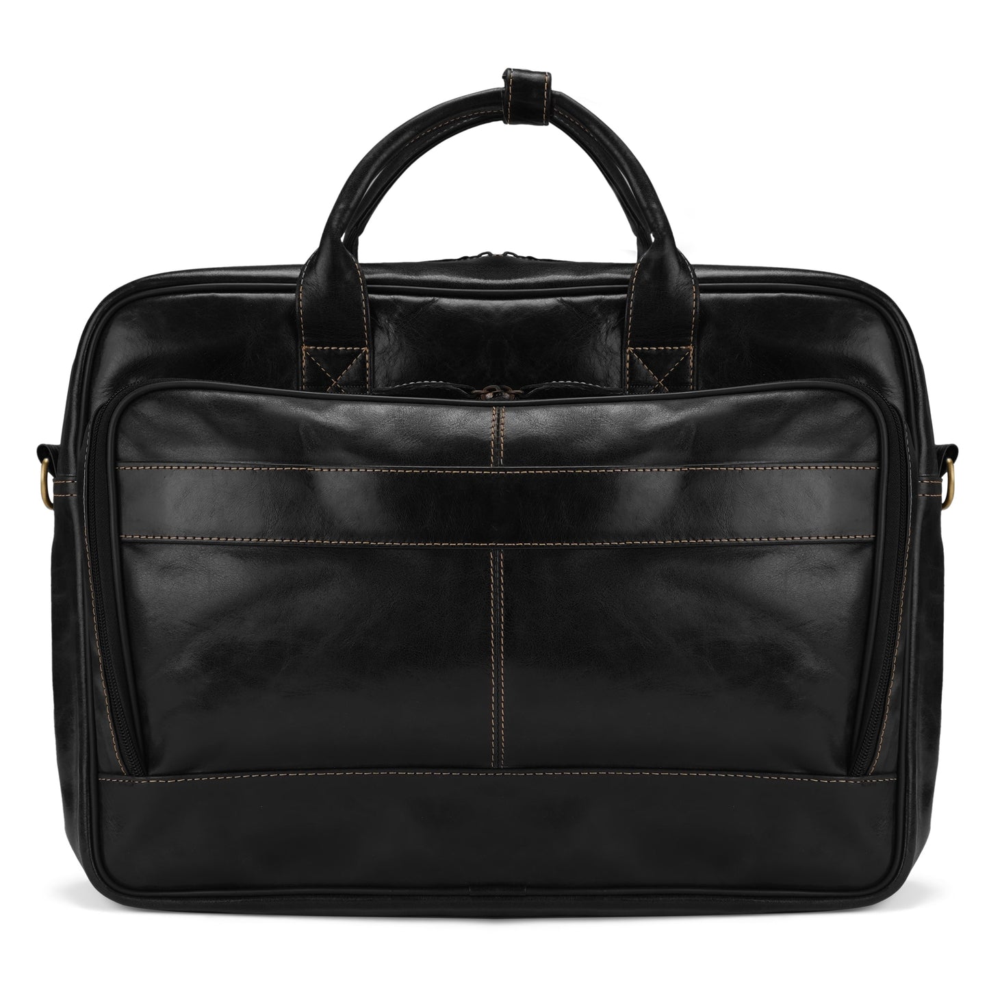 Jet Black Stravon Pro Leather Laptop Bag