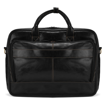 Jet Black Stravon Pro Leather Laptop Bag