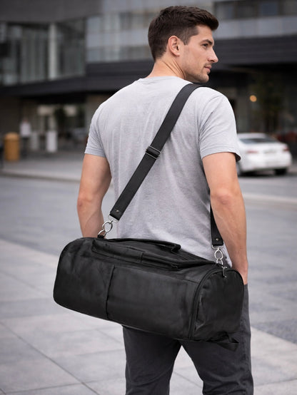 Black Fluxon Leather  Bag Pack & Travel Bag