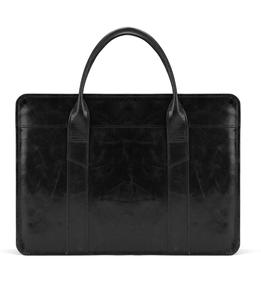 Velora Black Leather Laptop Bag