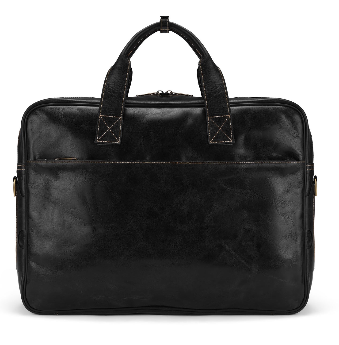 Black Bolt Leather Laptop Bag