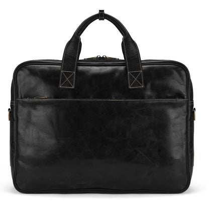 Black Bolt Leather Laptop Bag