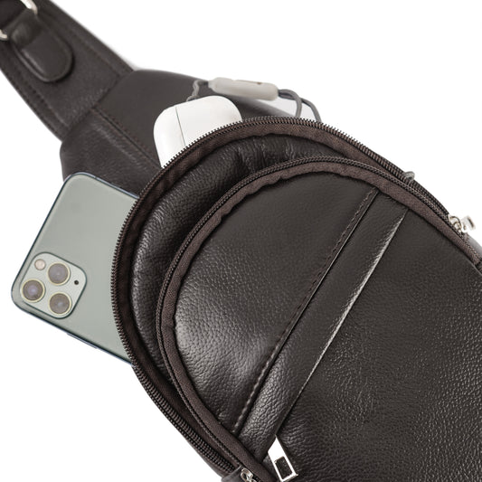 Dark Brown Navaro Leather Crossbody Bag