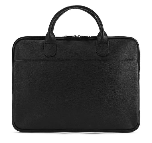 Black Tech Form Sleek Leather Laptop Bag