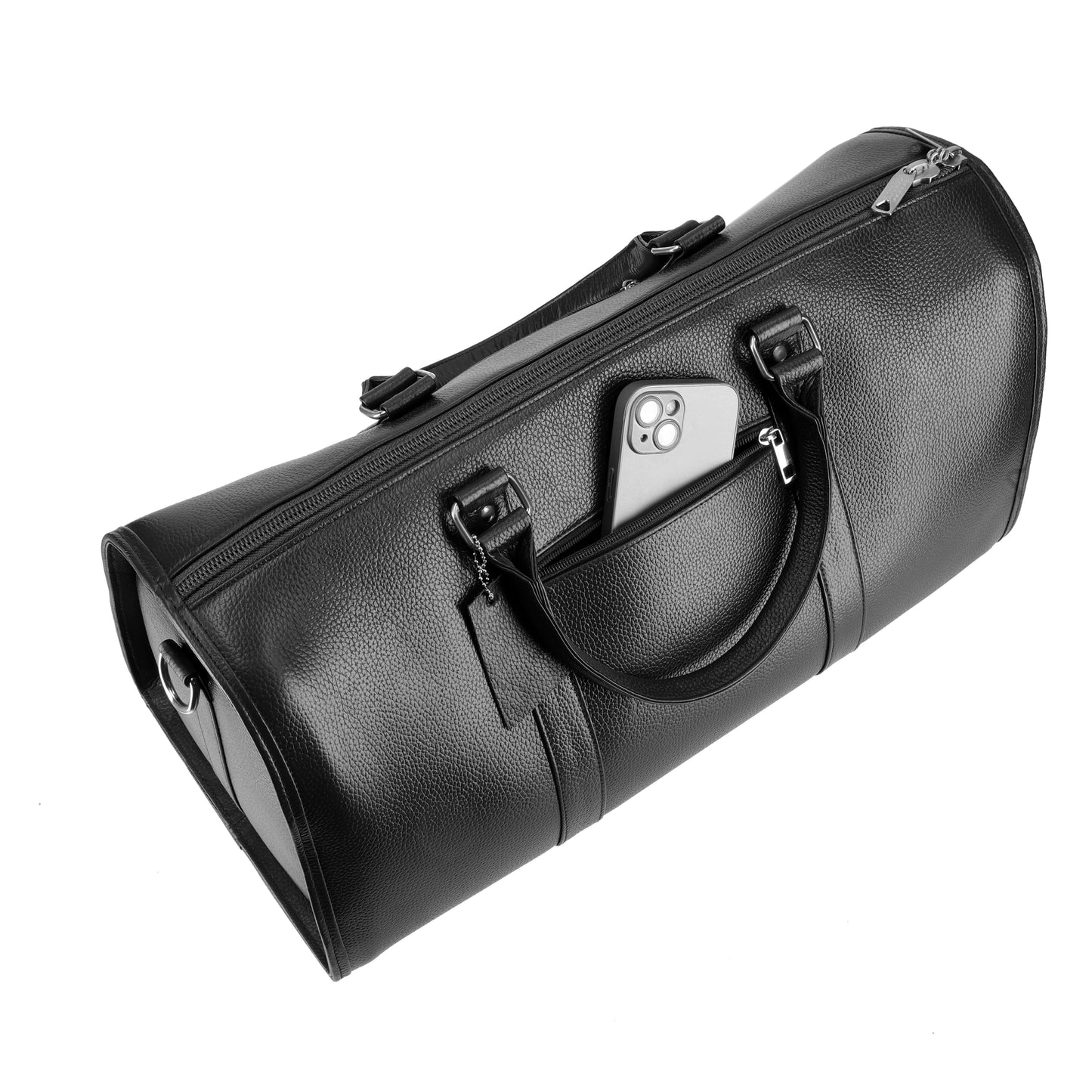 Black Voyager's Vault Duffle Leather Bag