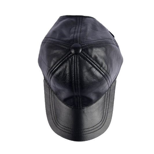 Black Pure Leather Cap