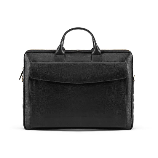 Black Sleek Carrier Laptop Leather Bag