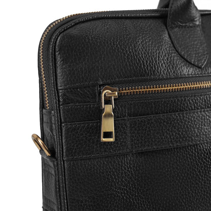 Black Sleek Carrier Laptop Leather Bag