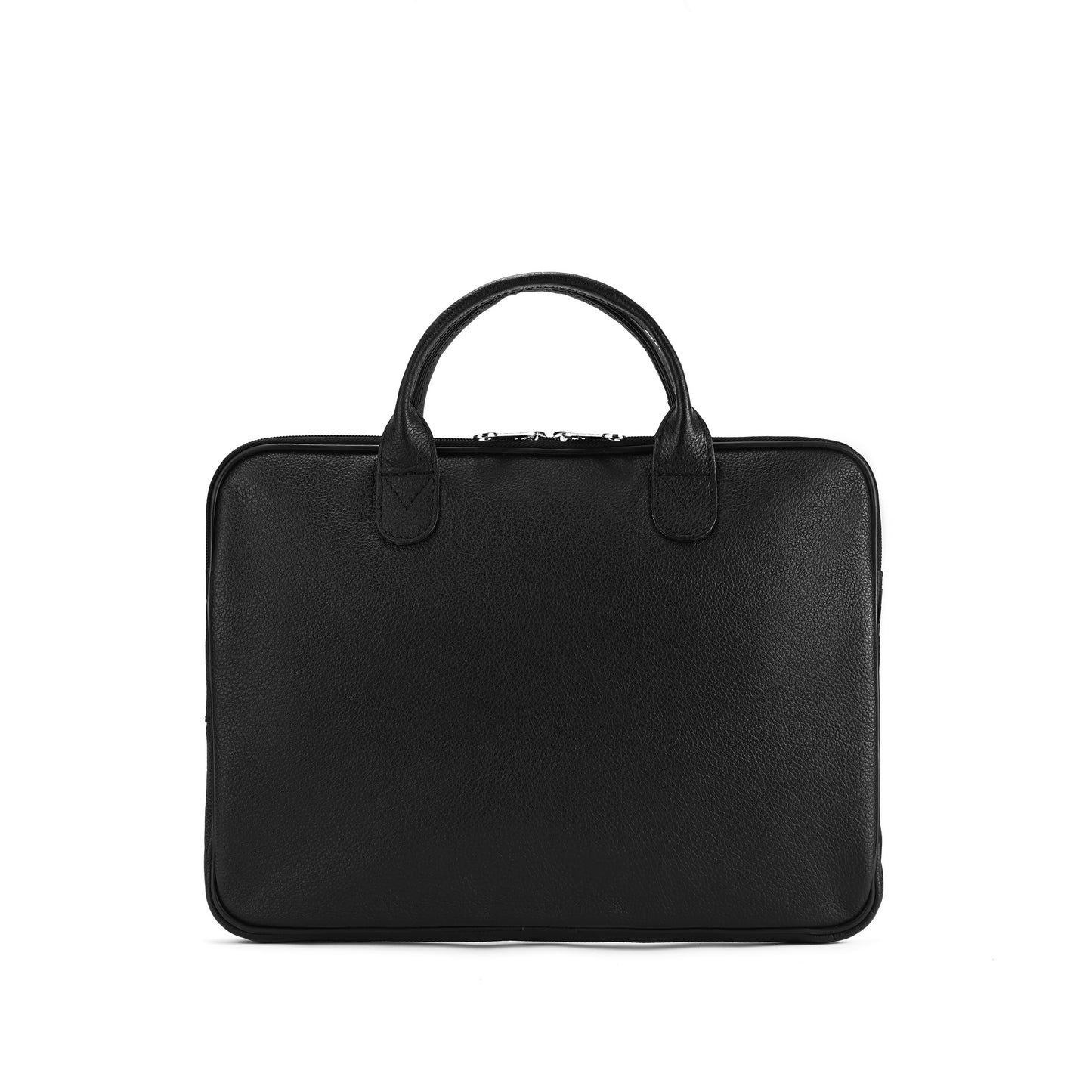 Black Tech Form Sleek Leather Laptop Bag