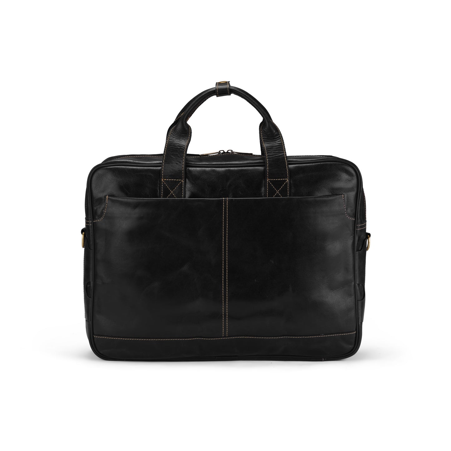 Black Bolt Leather Laptop Bag