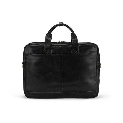 Black Bolt Leather Laptop Bag