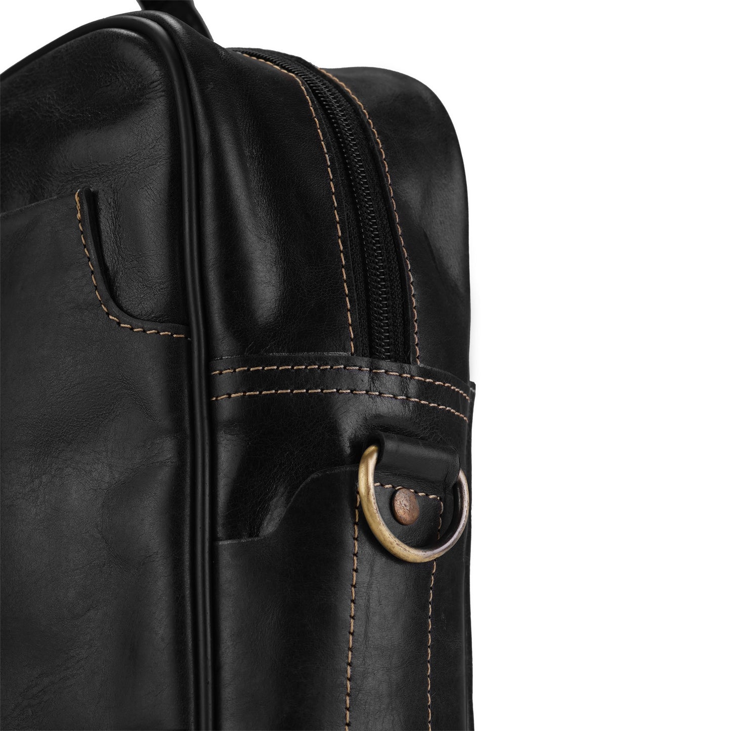 Black Bolt Leather Laptop Bag