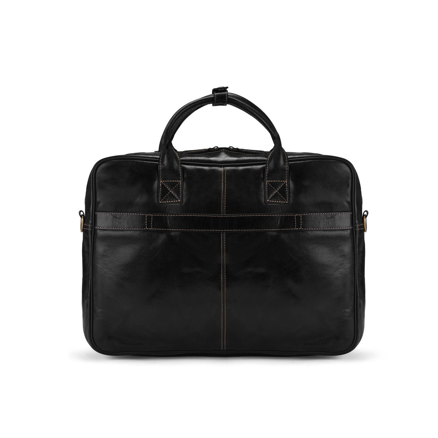 Jet Black Stravon Pro Leather Laptop Bag