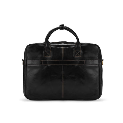 Jet Black Stravon Pro Leather Laptop Bag