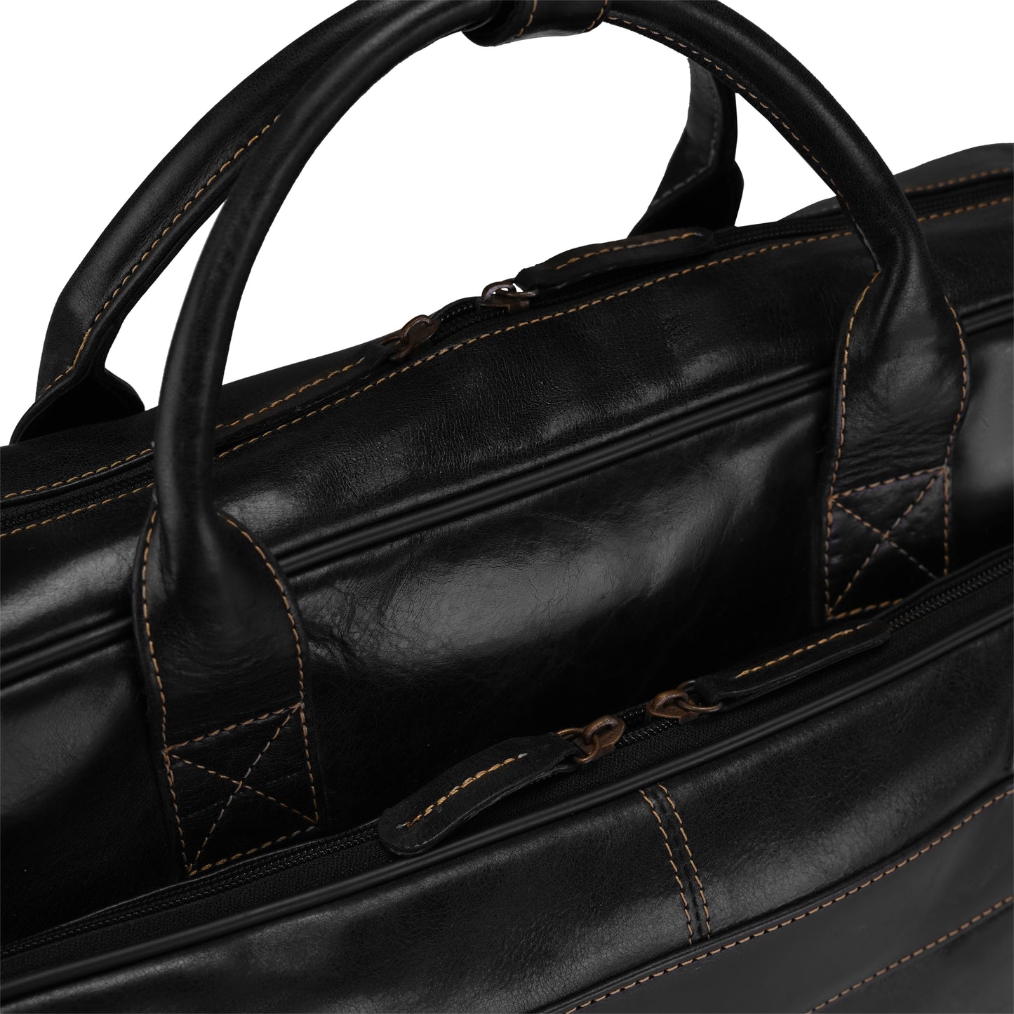 Jet Black Stravon Pro Leather Laptop Bag