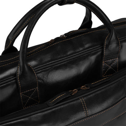 Jet Black Stravon Pro Leather Laptop Bag