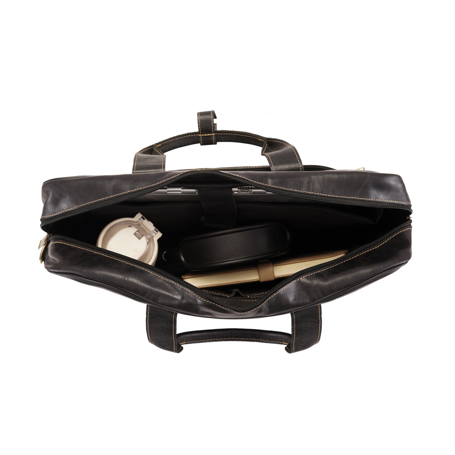 Black Bolt Leather Laptop Bag