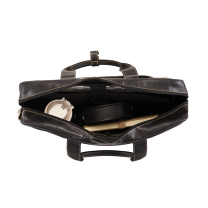 Black Bolt Leather Laptop Bag