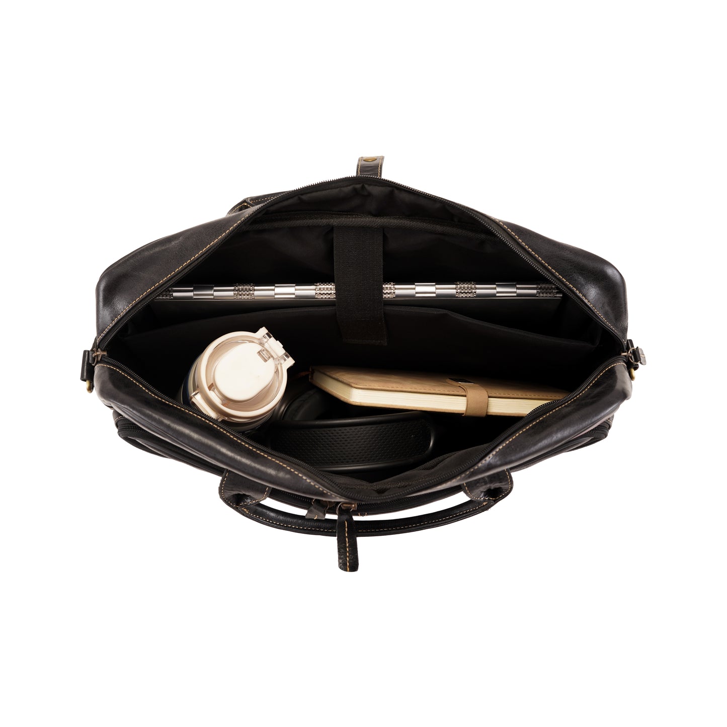 Jet Black Stravon Pro Leather Laptop Bag