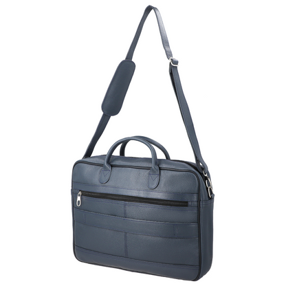 Navy Venture Vault Laptop Leather Bag