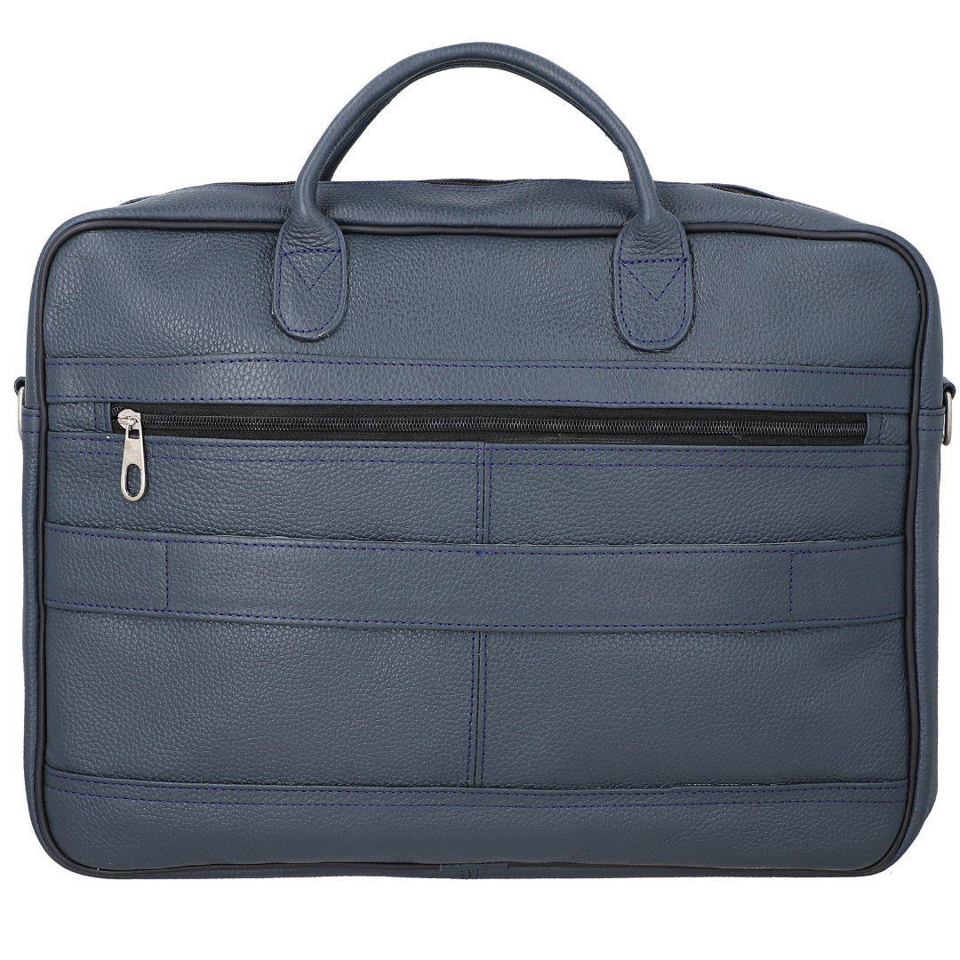 Navy Venture Vault Laptop Leather Bag