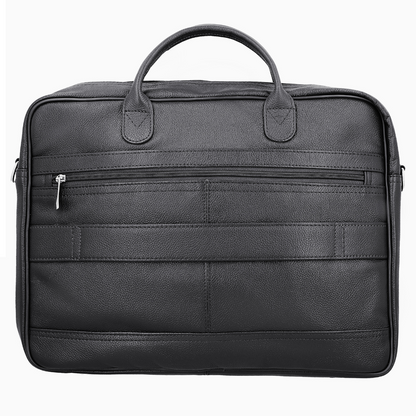 Black Venture Vault Laptop Leather Bag