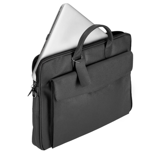 Black Sleek Carrier Laptop Leather Bag