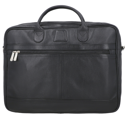 Black Venture Vault Laptop Leather Bag